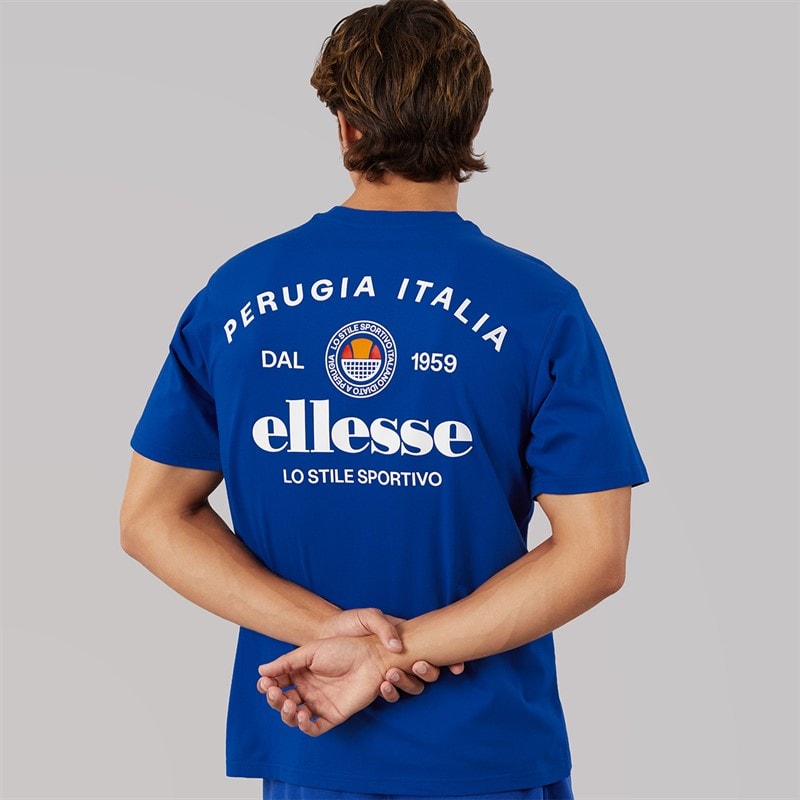 Ellesse Herren - Lyon Locker Sitzendes T-Shirt mit Rückenlogo - Cobalt