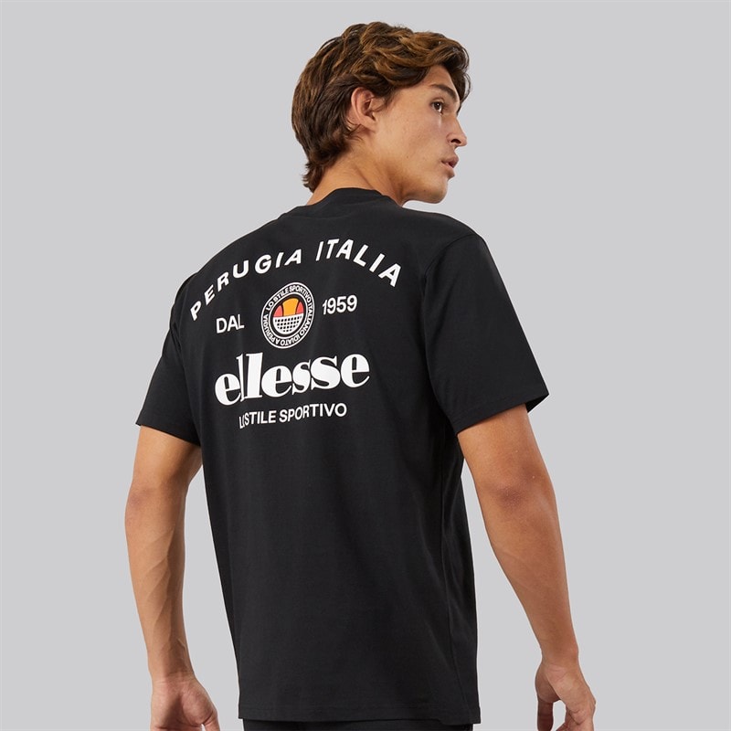 Ellesse Herren - Lyon Locker Sitzendes T-Shirt mit Rückenlogo - Schwarz