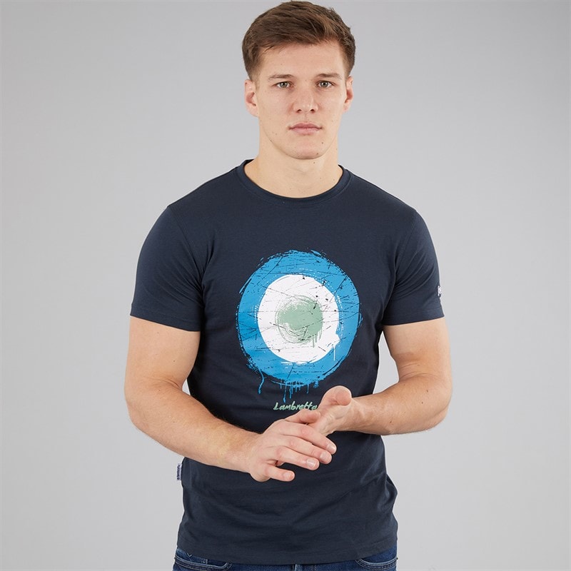 Lambretta Heren target spray t-shirt - Navy