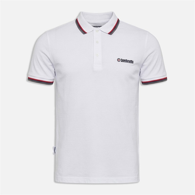 Lambretta Heren twin tipped polo shirt - Wit/Marine/Iron
