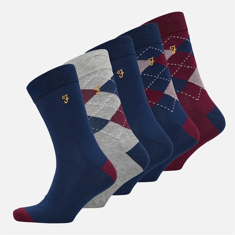 Farah Herren - Rampart Fünferpack Kniestrümpfe - Mixed