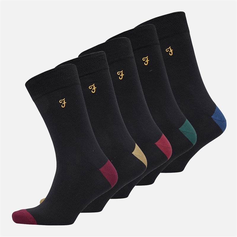 Farah Herren - Wycliff Fünferpack Business-Socken - Schwarz