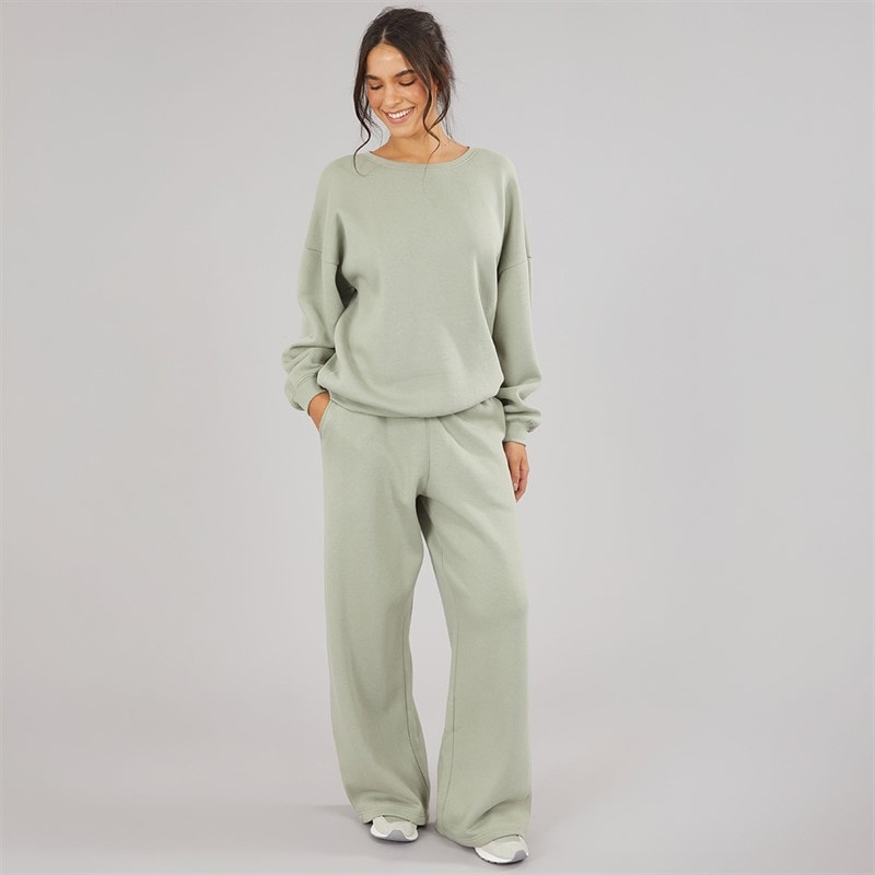 Board Angels Damen - Oversized Sweatshirt und Jogginghose mit Offenem Saum - Olive Green