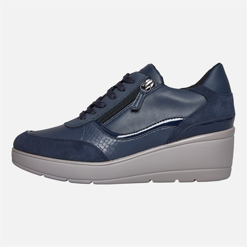 GEOX Damen - Ilde Keilabsatz Sneaker mit Reißverschluss - Navy