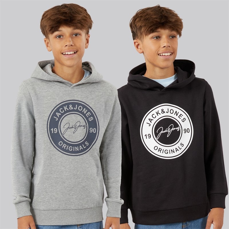 JACK & JONES Chłopcy dwupak bluz z kapturem Thomas - Jasnoszary melanż/Czarny