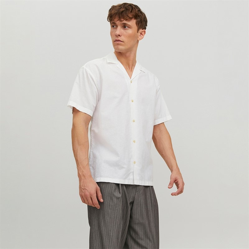 JACK & JONES Chemise d'été à manches courtes resort hommes - Blanc