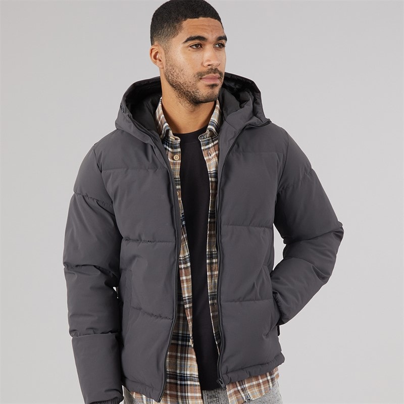 JACK & JONES Mężczyźni puchowa kurtka z kapturem surface - Asphalt