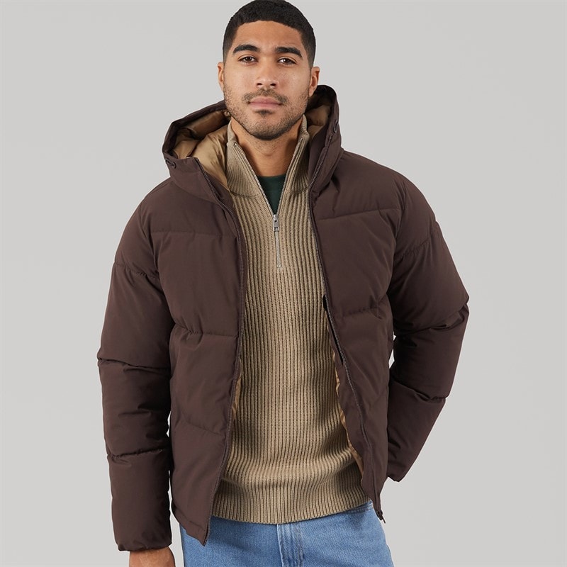 JACK & JONES Heren surface gewatteerde jas met capuchon - Java