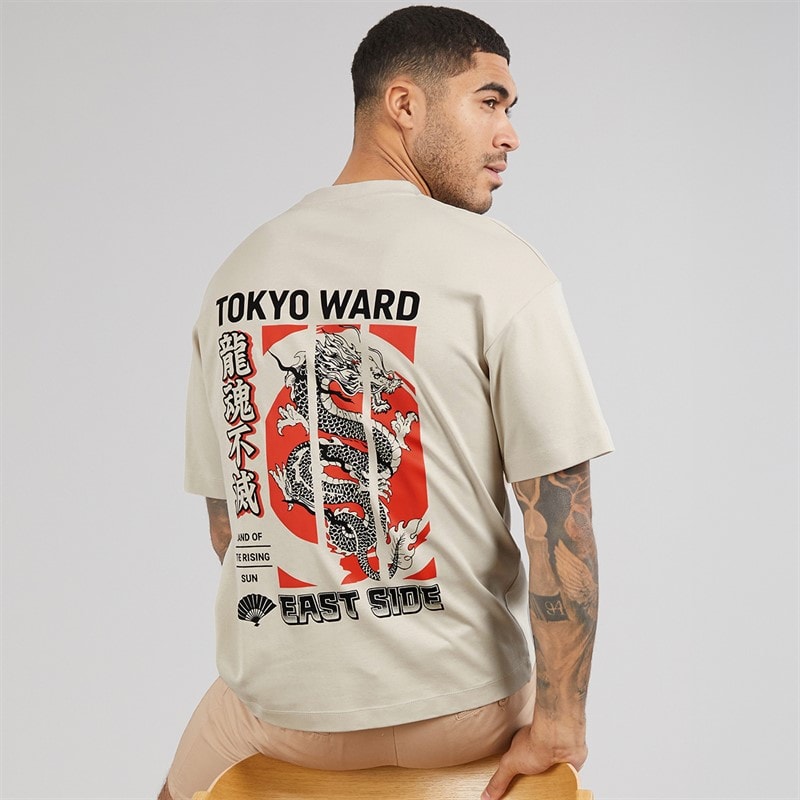JACK & JONES Heren tokyo ward t-shirt - Moonbeam