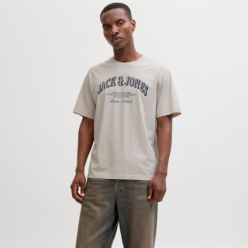 JACK & JONES Heren denver t-shirt met opdruk - Moonbeam