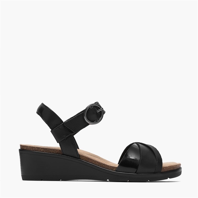 Clarks Damen - Kacha Twist Sandalen - Black Leather