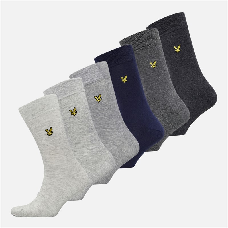 Lyle And Scott Vintage Chaussettes Victor six paires noir chiné/gris foncé chiné/gris chiné/gris clair chiné/blanc antique hommes - Black Marl/Dark Grey Marl/Gris Marl/Gris clair Marl/Antique White Marl/Peacoat
