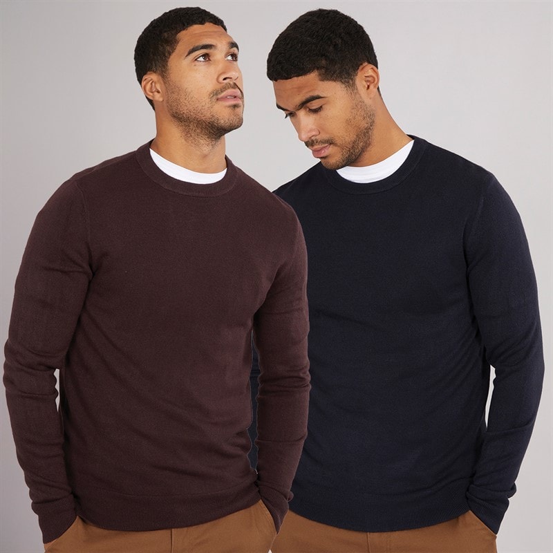 French Connection Pulls à col rond Cash deux-pack hommes - Multi 2 - Marine/Chateaux