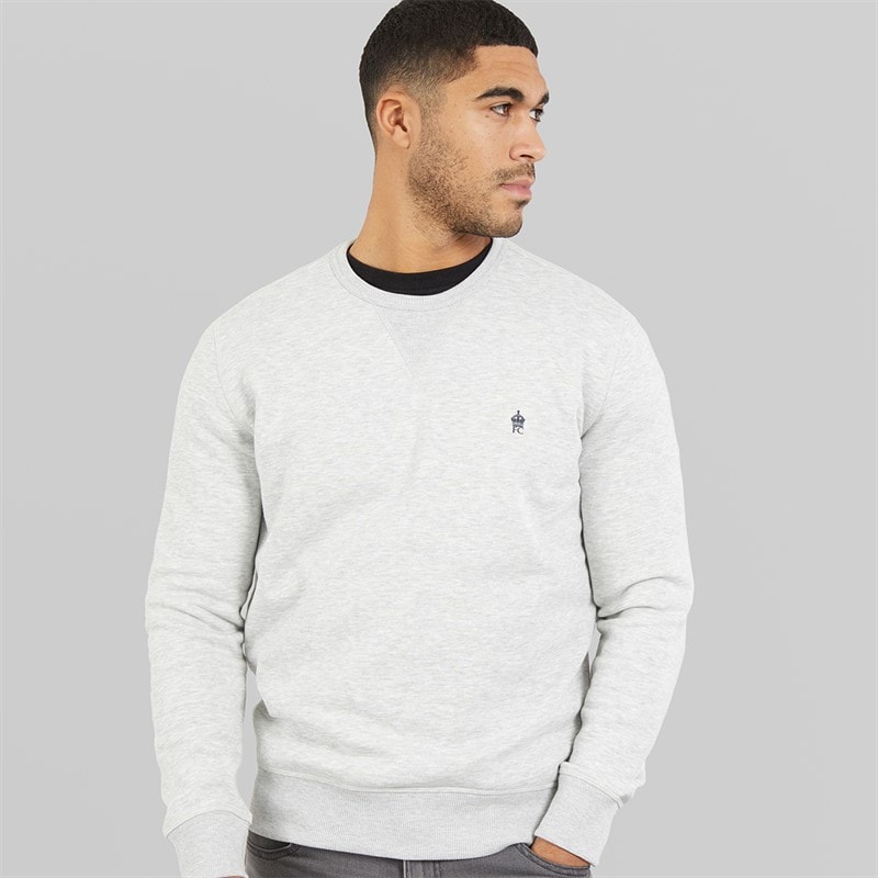 French Connection Herren - FC Sweatshirt - Hellgrau Melange/Marine