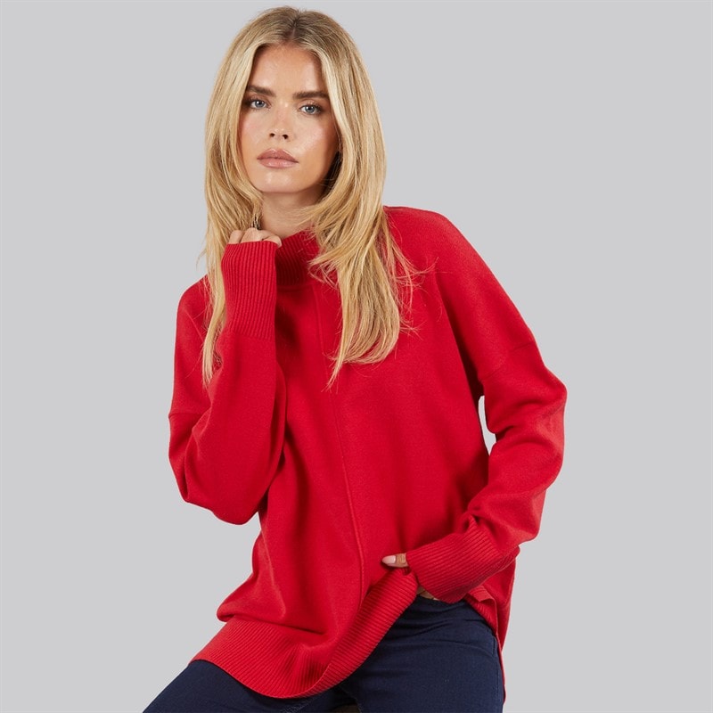 French Connection Dames cosy mock centre trui - True Red