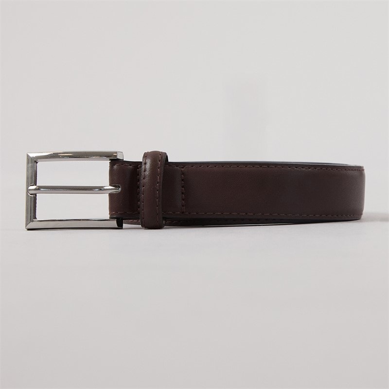 French Connection Ceinture essentielle en cuir hommes - Brown Brushed Nickel