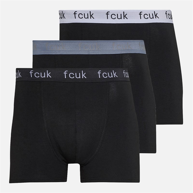 French Connection Herren - FCUK Boxer-Trunks Dreierpack - FCUK 63 Schwarz/Schwarz/Schwarz