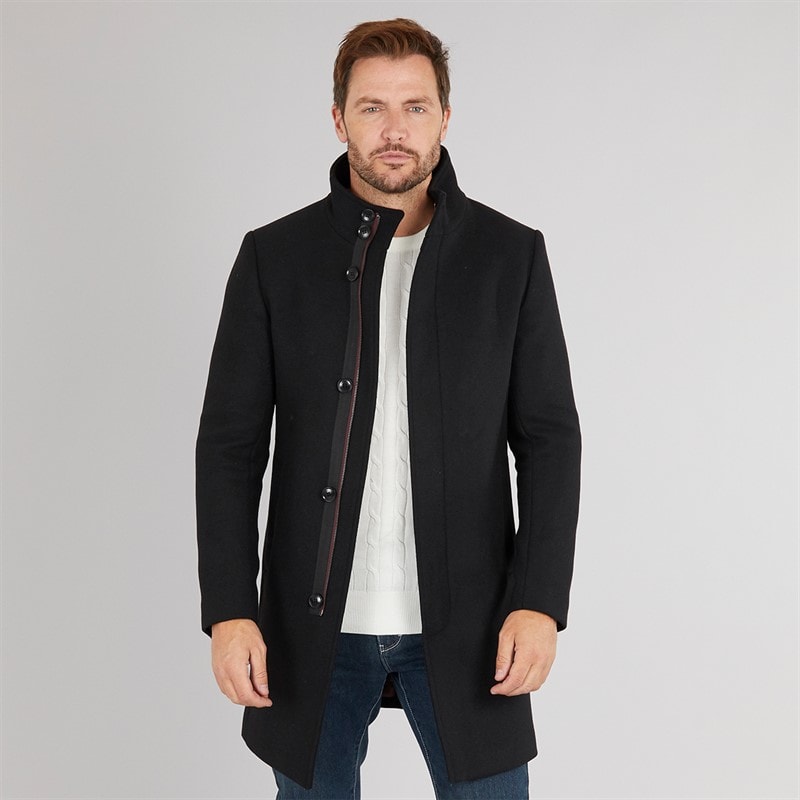 Feraud Heren premium jas met funnel neck - Zwart