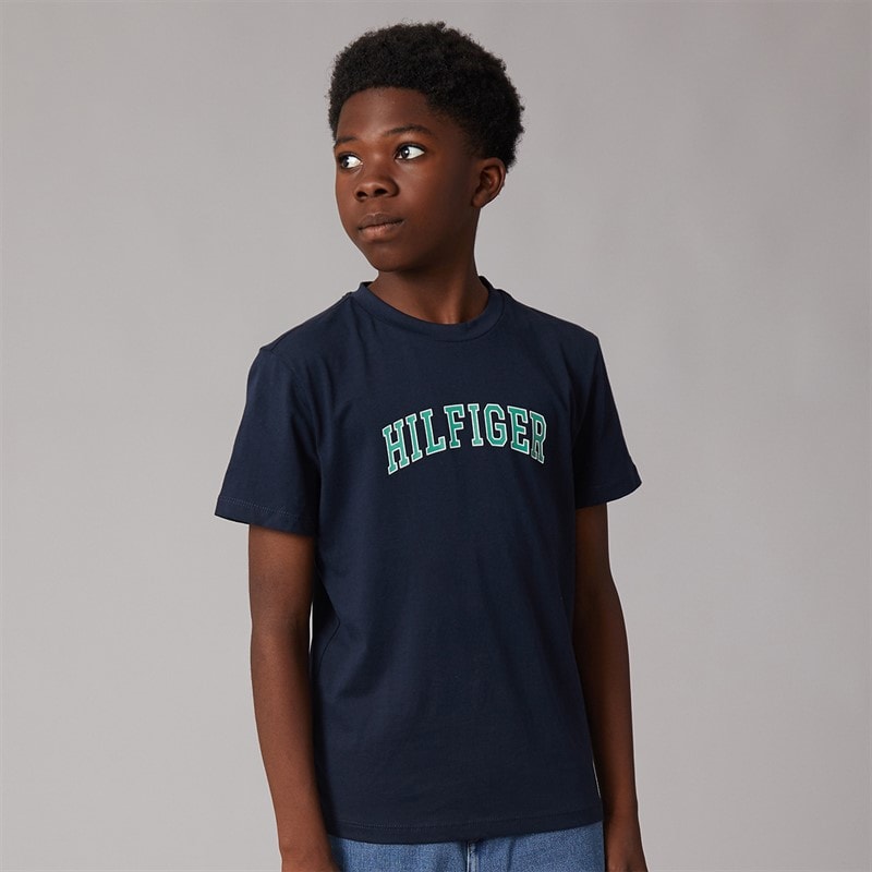 Tommy Hilfiger Chłopcy koszulka varsity - Dark Night Navy
