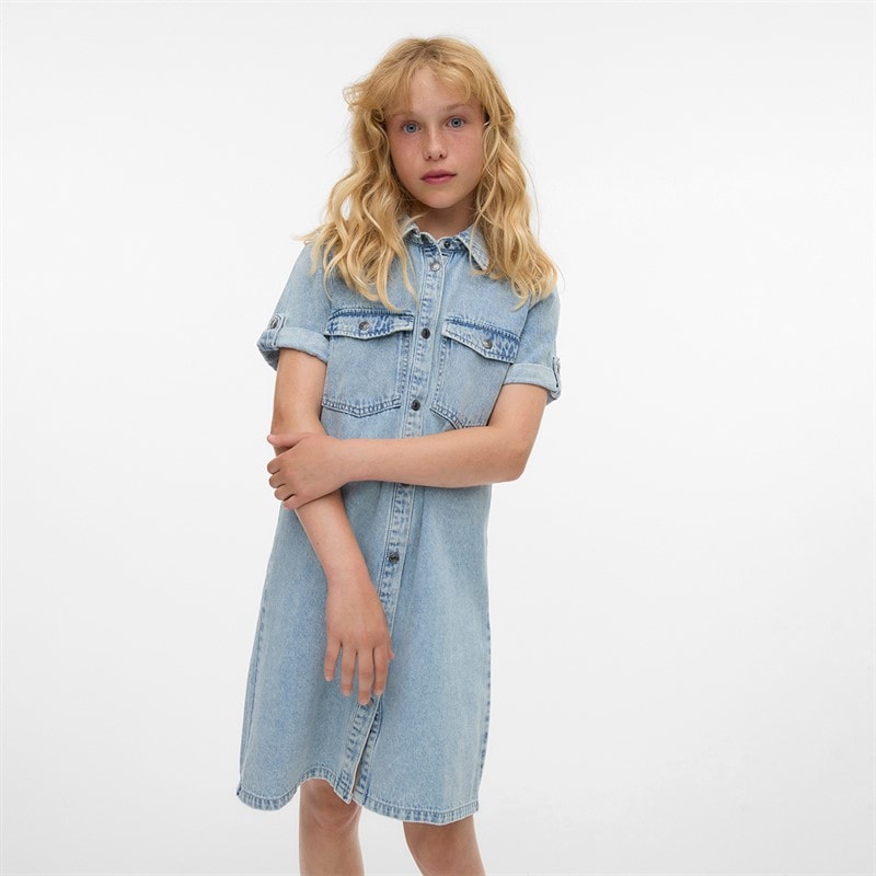 Vero Moda Mädchen - Jennie Denim-Kleid - Hellblau Denim