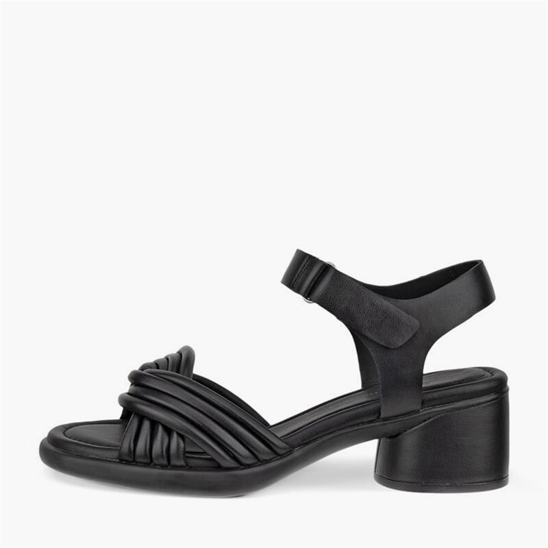 ECCO Sandales à talons en cuir sculpté 36 femmes - Noir