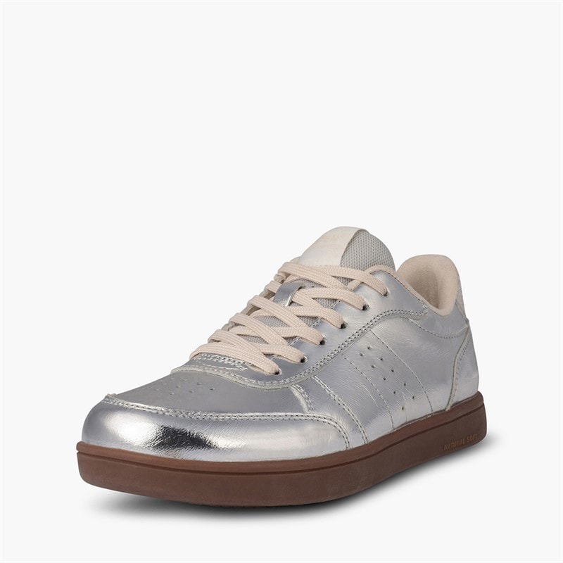 Woden Dames bjork leren sneakers - 039 Silver