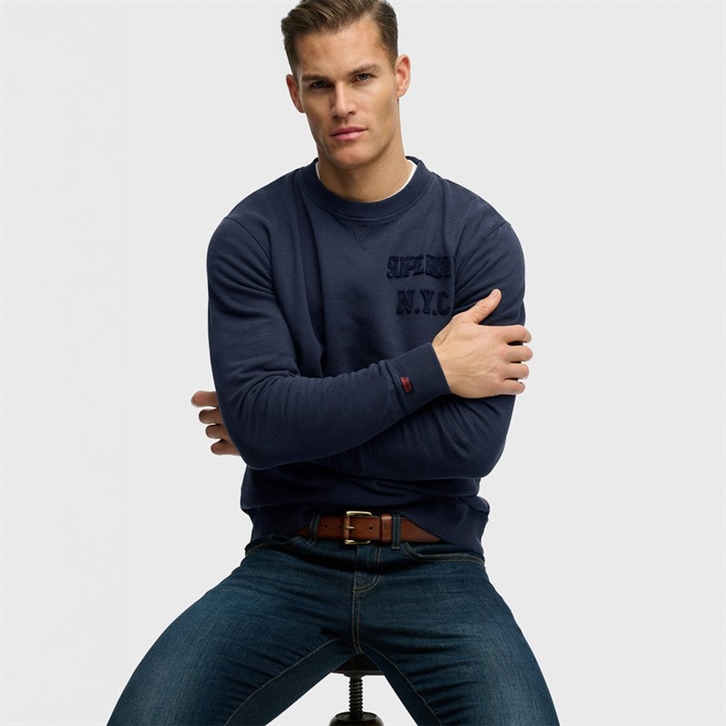 Superdry Herren - Vintage Athletisches Tonales Sweatshirt - Lauren Navy