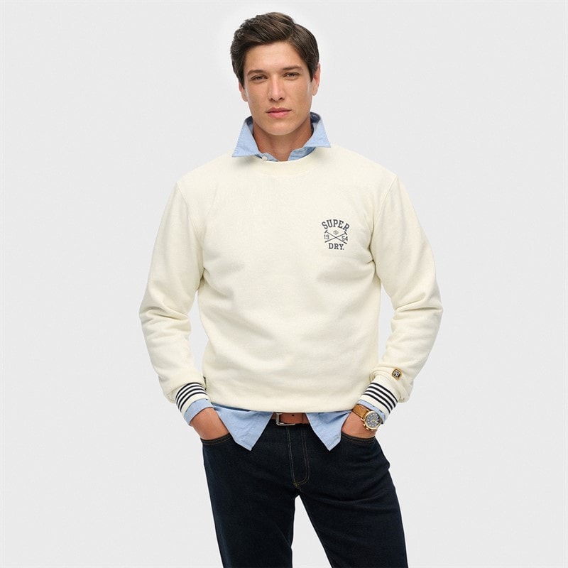 Superdry Heren athletic club trui - Off White