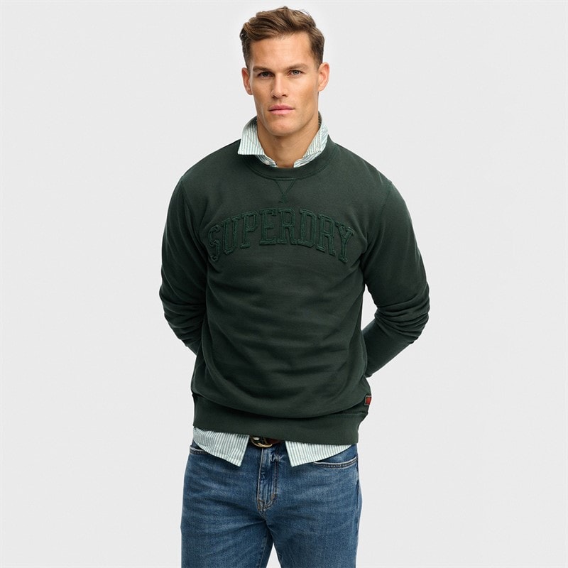 Superdry Herren - Vintage Athletisches Tonales Sweatshirt - Eagle Green