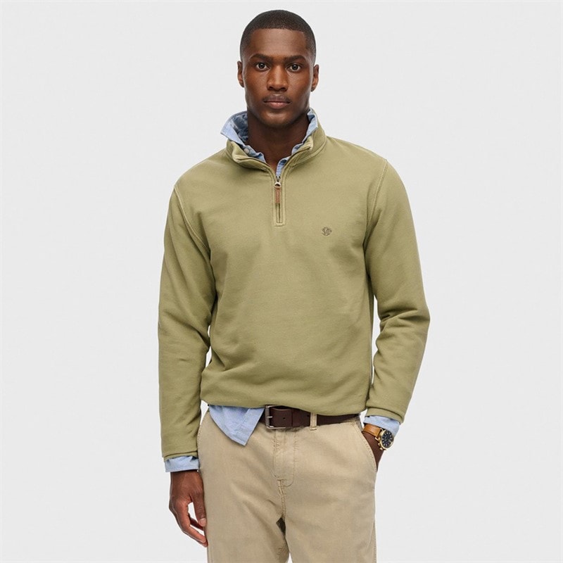 Superdry Heren klassieke halfzip trui - Licht Khaki Green