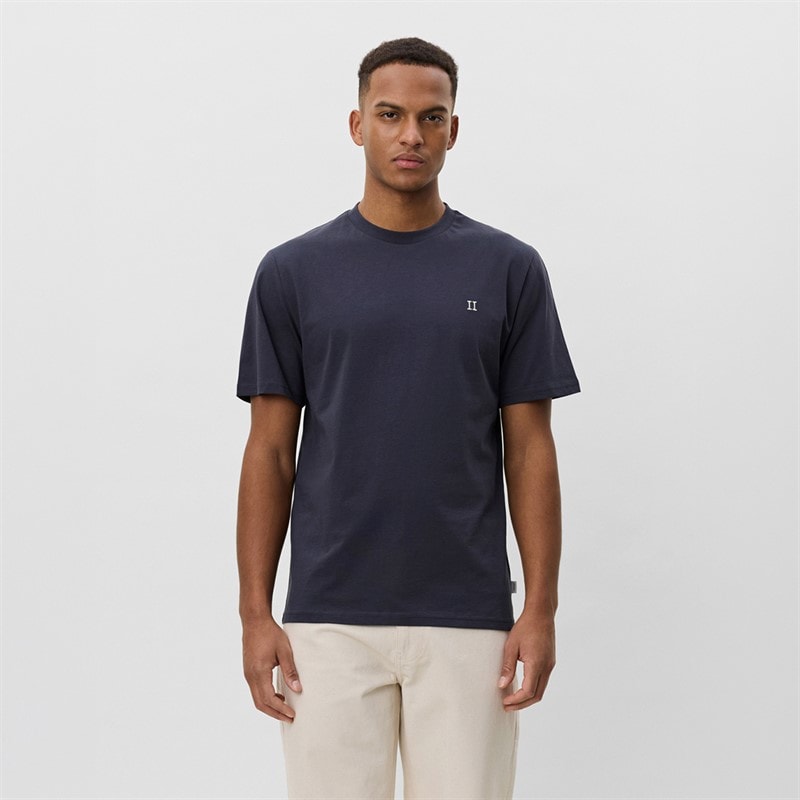 Les Deux Herren Kern Kontrast T Shirt India Ink Blue