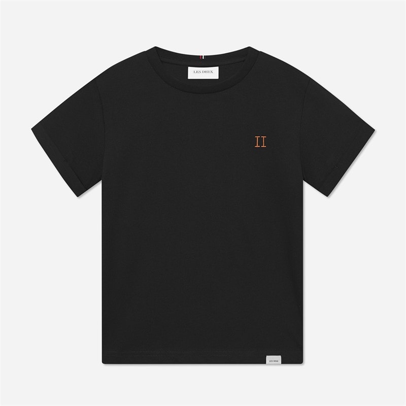 Les Deux Junge Norregaard T Shirt Schwarz/Orange
