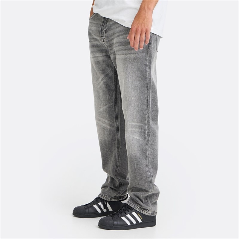 Solid Heren Jeans Grijs Denim