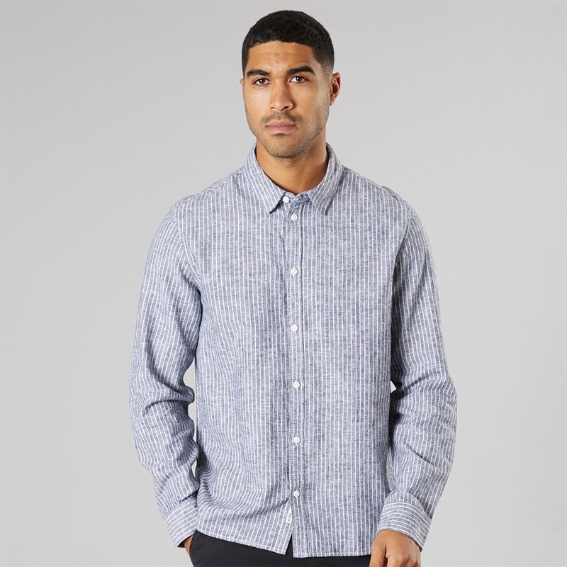 Solid Heren Lange Mouw Shirt True Black Melange