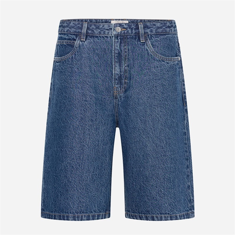 Solid Heren Sdomidt Wijde Pasvorm Denim Shorts Middle Blue Denim