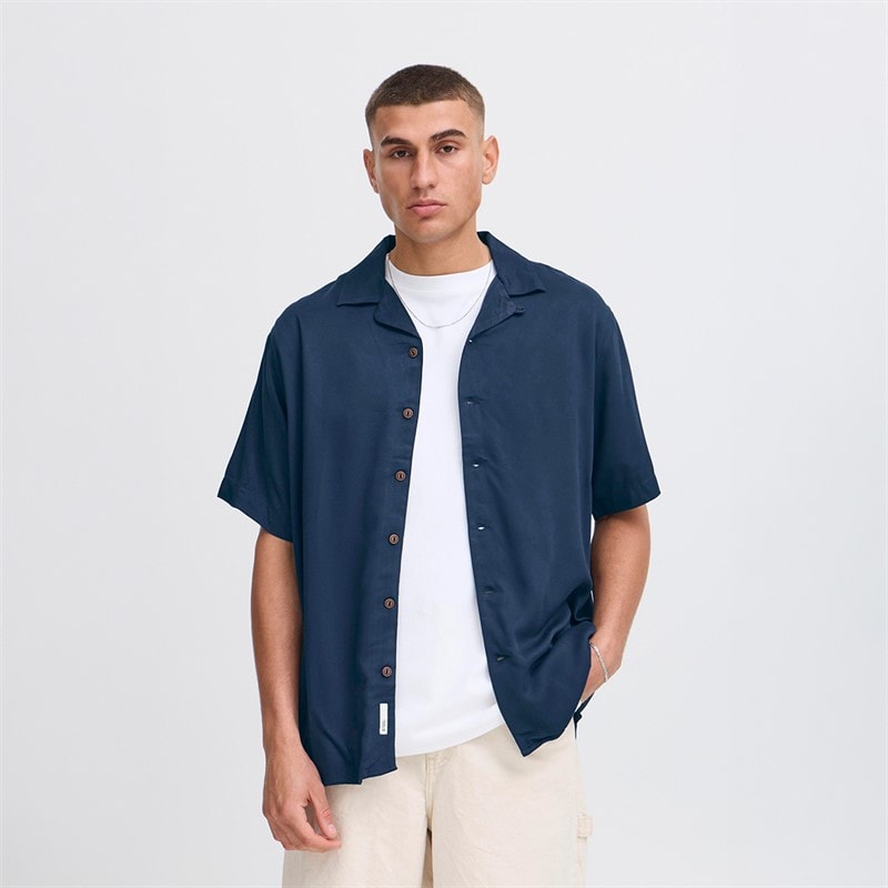 Solid Heren Pablo Korte Mouw Shirt Insignia Blue