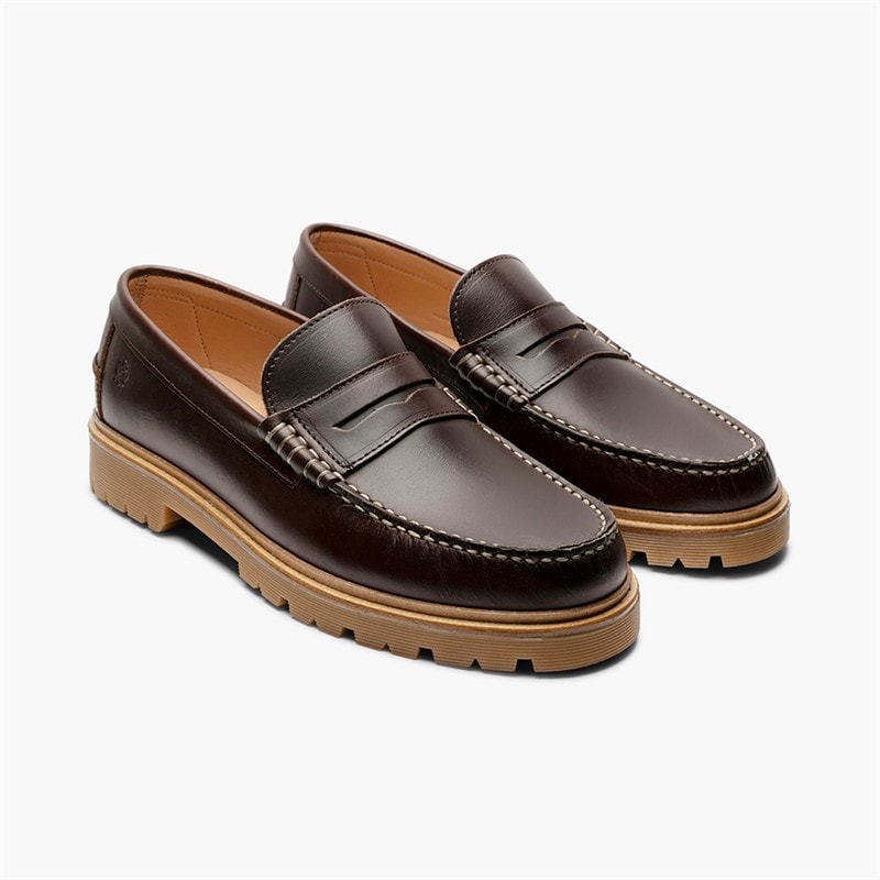 Playboy Footwear Heren Austin 5.0 Instappers Donkerbruin Leer Dk.Brown Leather