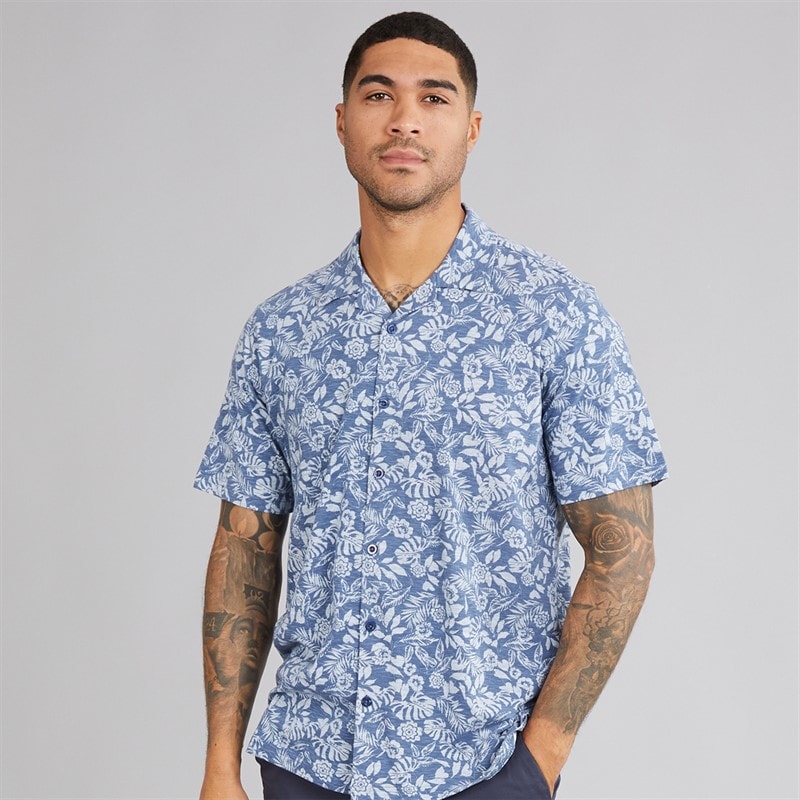 Indicode Heren Fiore Shirt Donker Denim Dk Denim