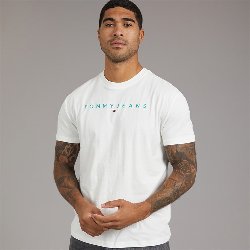 Tommy Jeans T-shirt z z logo dla niego kolor Ecru/Bahama Green