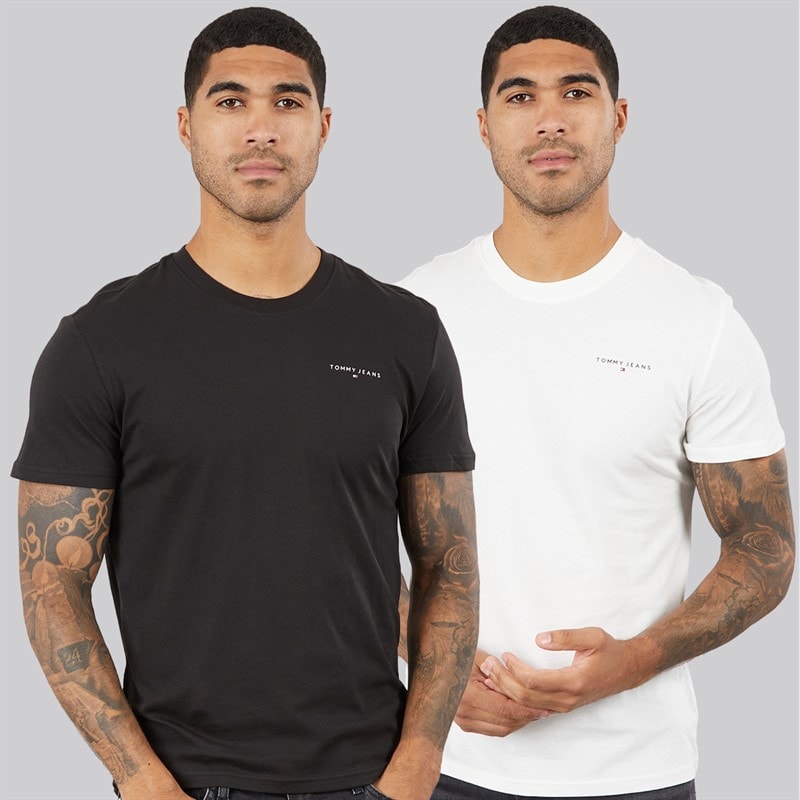 Tommy Jeans Dwupak T-shirtów z liniowym wzorem dla niego kolor Ecru/Czarny