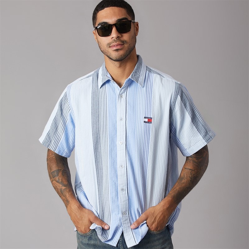 Tommy Jeans Chemise à manches courtes rayée Homme Sweet Blue Stripes