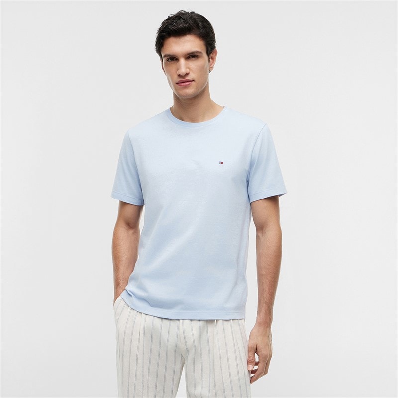 Tommy Jeans T-shirt z haftem flagi dla niego kolor Sky Blue