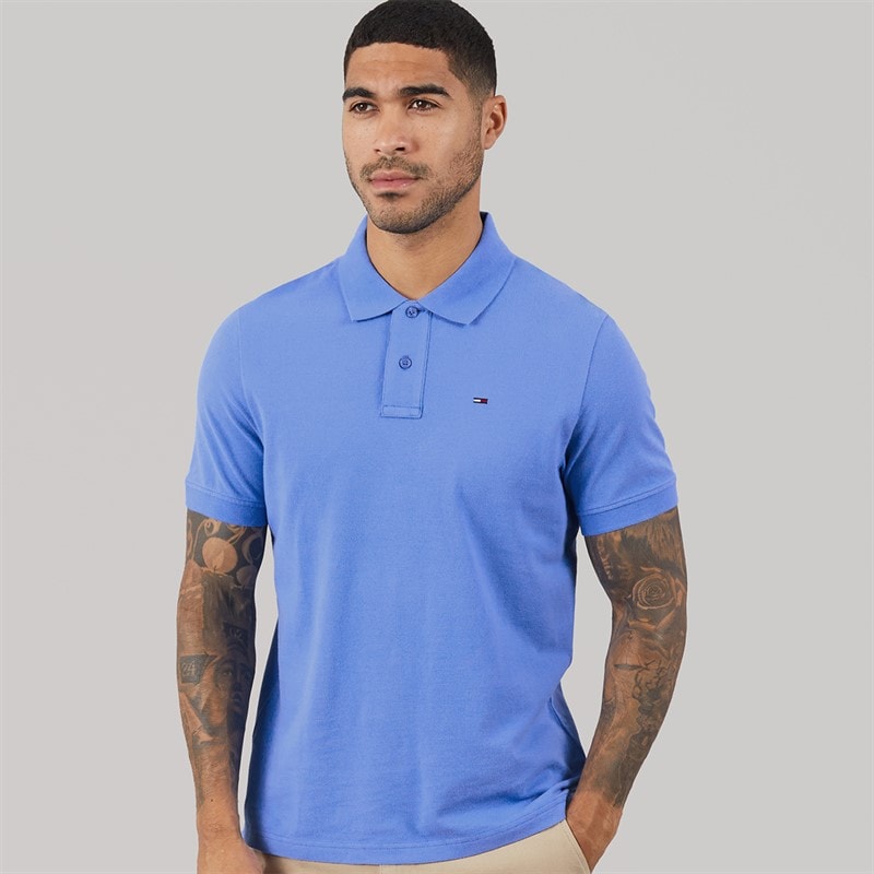 Tommy Jeans Herren Flag Regular Fit Piqué Polo Shirt Blue Twilight