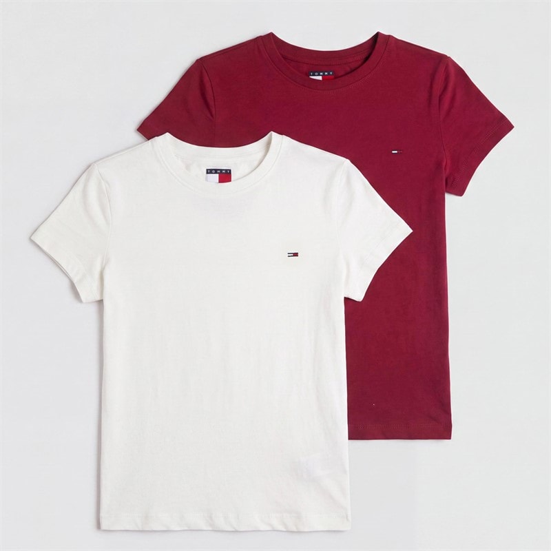 Tommy Jeans Dames Set van 2 T-shirts Ecru/Lavish Cerise