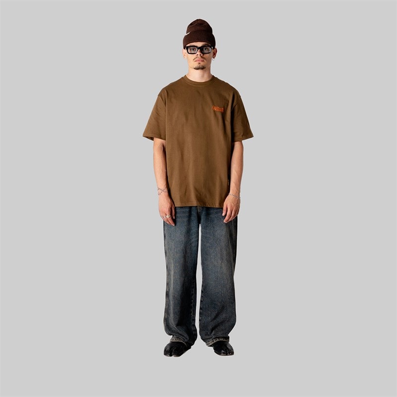 Woodbird Heren Baine Bloem T-shirt Dark Brown