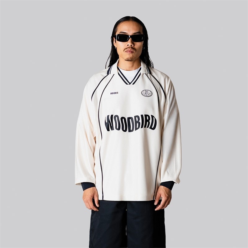 Woodbird Heren Taka Lange Mouw Poloshirt Off White