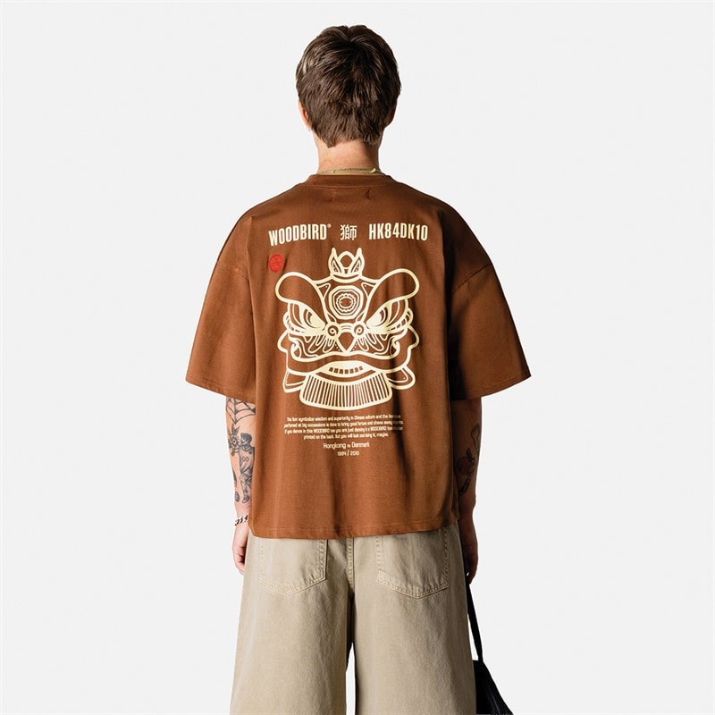 Woodbird T-shirt Homme Rayon Lion Mid Brown