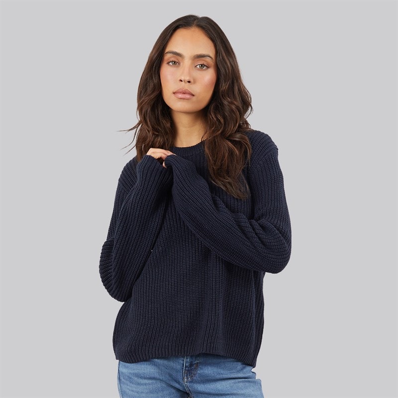 JJ REBEL Dames Jasmine Gebreide Ronde Hals Sky Captain