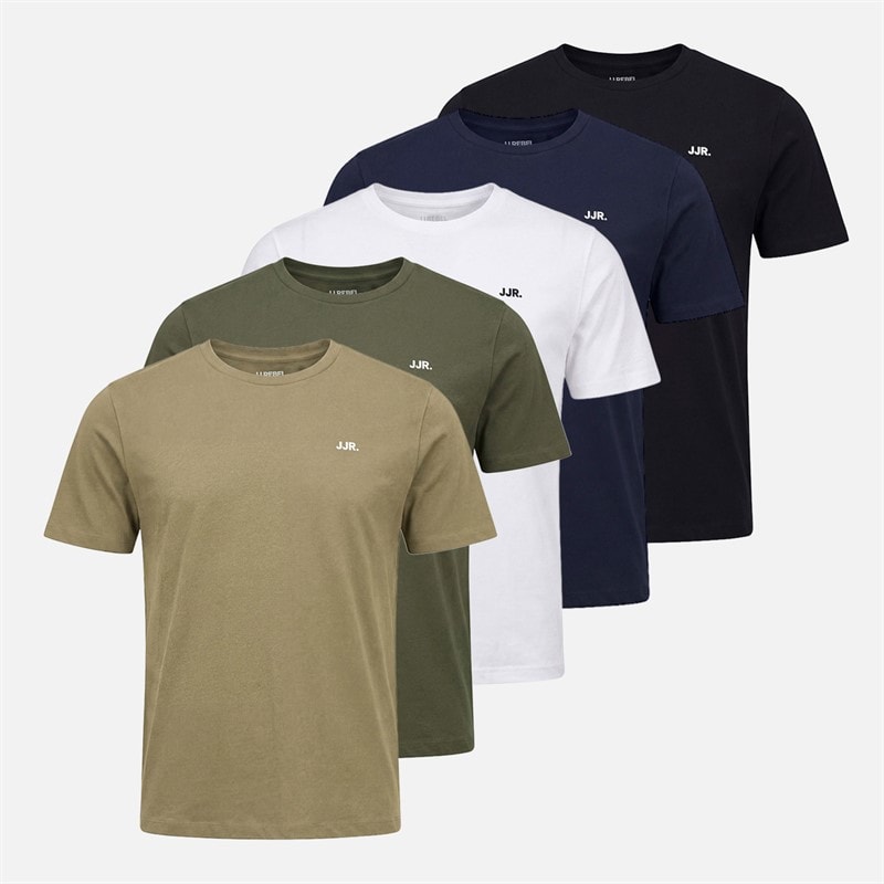 JJ REBEL T-shirty z z logo, pięciopak dla niego kolor czarno-biały/Sky Captain/Roasted Cashew/Grape Leaf