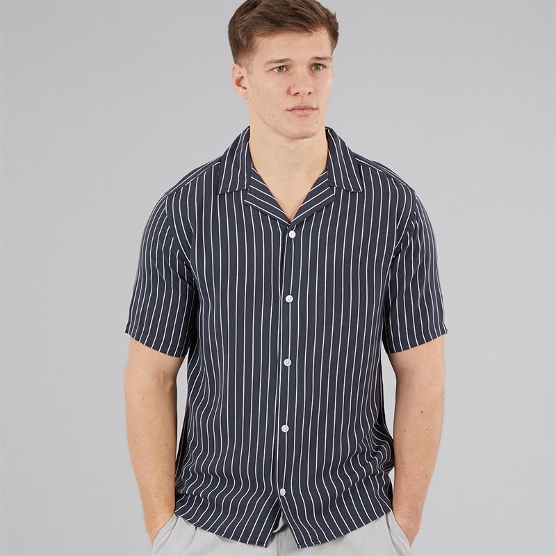 C.R.C. Heren Bessen Shirt Black Stripe
